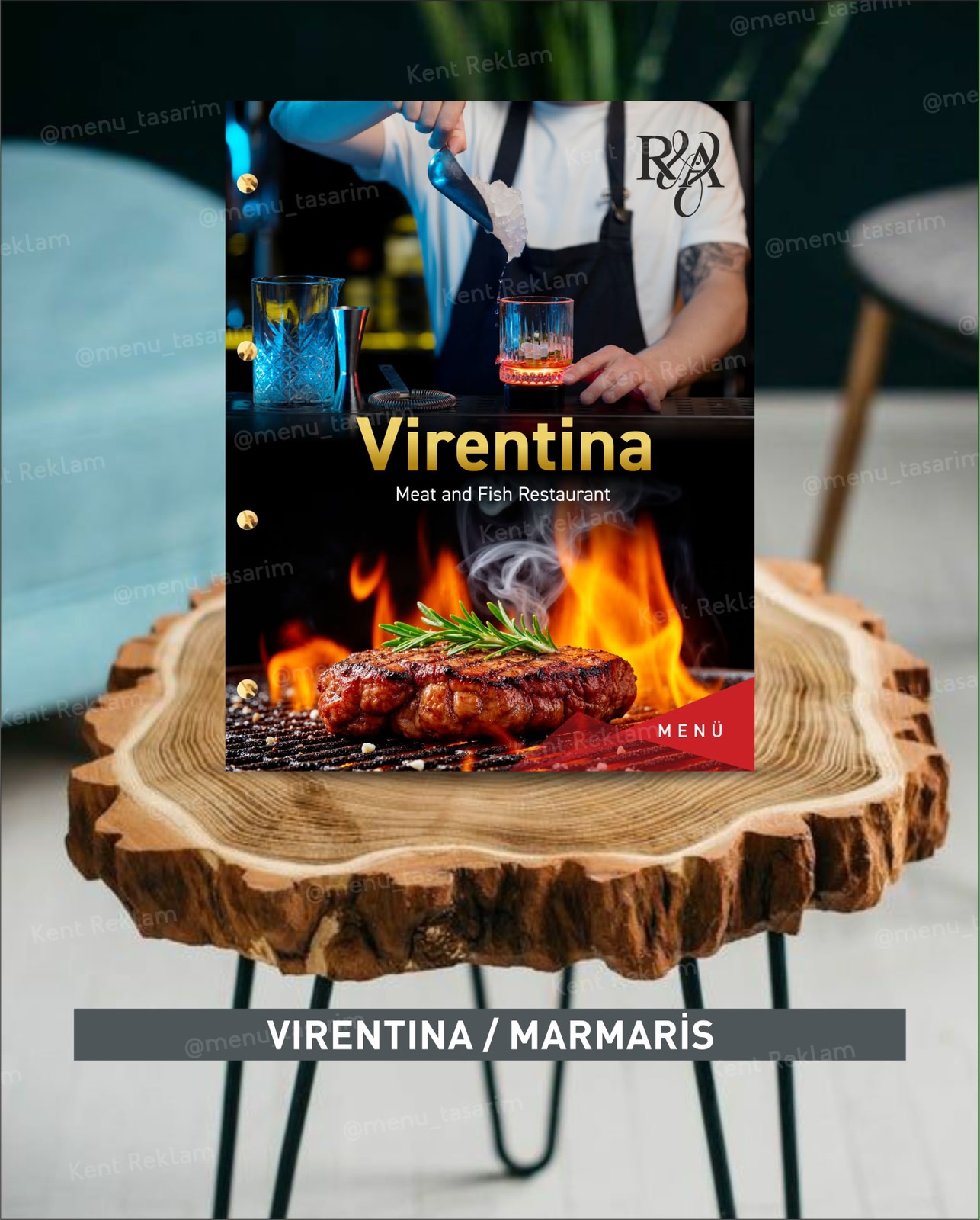 Virentina Marmaris kurumsal restoran cafe menü tasarımı ve baskısı
